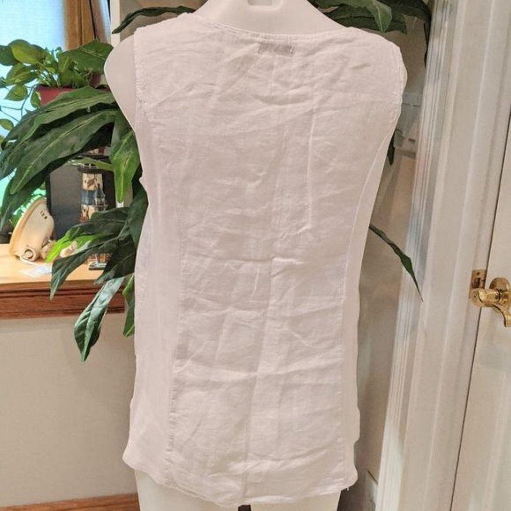 Lina Tomei Women's White Linen Tank Top - Picture 5 of 9